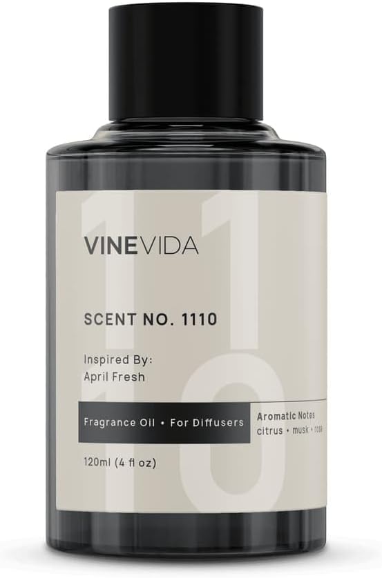 VINEVIDA [4 Fl Oz] Scent NO. 1110 Fragrance Oil for Cold Air Diffusers, Aromatic Notes of Citrus Musk Rose, Essential Oils for Diffuser Oil Refill & Air Freshener Room Spray