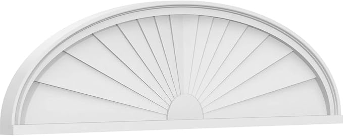 52" W x 14" H x 2" P Elliptical Sunburst Architectural Grade PVC Pediment