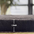 Black Shag Faux Rabbit Fluffy Fur Rugs for Bedroom Machine Washable Runner Rugs for Living Room 2x8 Runner Rug Nursery Rug