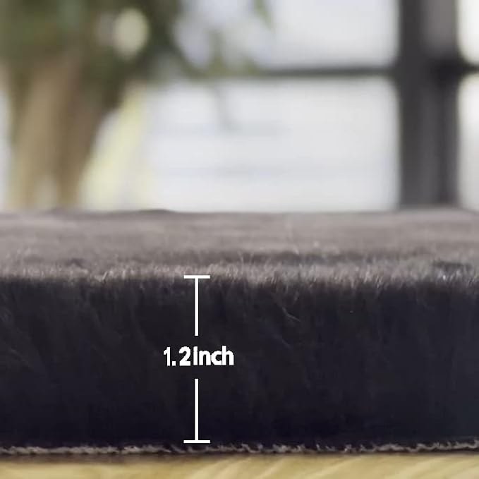 Black Fluffy Rug 5x7 Area Rugs for Bedroom Fuzzy Rabbit Washable Fur Rugs for Living Room Teen Room Nursery Rectangle Rug