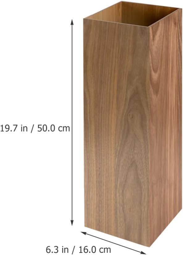 HOMSFOU Umbrella Stand Wood Umbrella Holder Farmhouse Bucket Square Wooden Holder Canes Walking Sticks for Home Office Entryway 6.3" L x 6.3" W x 19.7" H