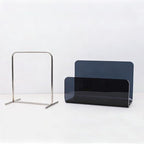 Magazine Holder, Brown Clear Acrylic with Stainless Steel Handle, Tabletop Display Stand (Black Transparent)