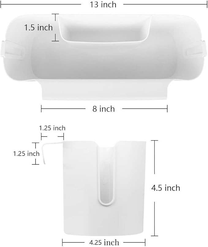 Bedside Caddy Hanging Basket Organizer with Hooks Dorm Bunk Beds Shelf Night Table Storage Holder for Remote Controls Magazines Phone Glasses Bottle (White)
