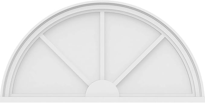 36"W x 18"H x 2"P Half Round 3 Spoke Architectural Grade PVC Pediment