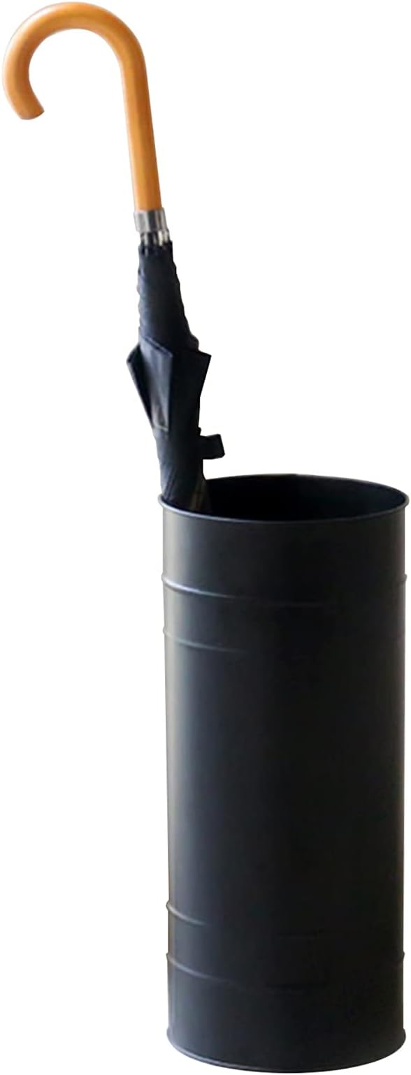 Black Round Iron Umbrella Stand Holder, Space-Saving Floor-Standing Umbrella Storage Basket, Waterproof Storage Bucket