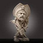 H&W Sandstone Pirate Figurines - Buccaneer Francis Drake Statue Decoration for Home/Study/Living Room, Great Collectible Figurines, Best Gift for The Man, Sandstone Color (HH17-D5)