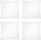 Covers & All Throw Pillow Inserts Only (Pack of 4, White), 65 GSM Non-Woven Fabric with 15D Silicon Fiber Filling, Durable Soft Universal uses for Home Decor Office Indoor Outdoor (Square 14" x 14")
