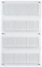Displays2go Acrylic Brochure Rack, Wall-Mount, 4-Tiered, 12 to 24 Adjustable Pockets - Clear (2RP12CLR)