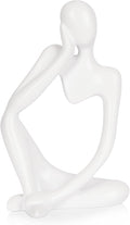 Sandstone Resin Thinker Style Abstract Sculpture Statue Collectible Figurines Home Office Bookshelf Desktop Decor (Small White, Left)