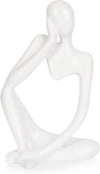 Sandstone Resin Thinker Style Abstract Sculpture Statue Collectible Figurines Home Office Bookshelf Desktop Decor (Small White, Left)