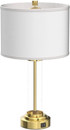 QiMH Lamps for Bedrooms Set of 2, Touch Control Table Lamps with USB A+C Ports, 3-Way Dimmable Bedside Lamp with Fabric Lampshade, Modern Nightstand Lamp for Living Room Bedroom (LED Bulbs Included)