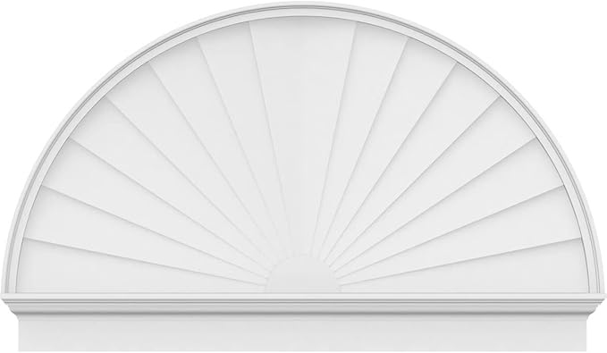 58"W x 35-3/4"H x 2-3/4"P Half Round Sunburst Architectural Grade PVC Combination Pediment