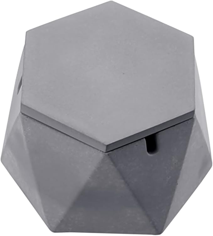 FREELOVE Concrete Ashtray with Lid & Stainless Steel Ashtrays for Cigarettes, Cement Ash Tray Smoking Holder Indoor Smokeless Outdoor Windproof Patio Home Office Cool Decor(Grey, Large)