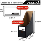 ANSSDO 24 Pack Black Cardboard Magazine Holder Premium Magazine File Holder Magazine Organizer, Magazine Storage Box, Large Volume Magazine File Organizer as Book Bins or Folder Holder for Desk