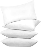 Covers & All Throw Pillow Inserts Only (Pack of 4, White) 65 GSM Non-Woven Fabric with 15D Silicon Fiber Filling, Durable Soft Universal uses for Home Decor Office Indoor Outdoor (Rectangle 16" x 24")
