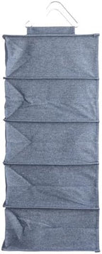 Household Essentials Hanging Cotton Blend and Plastic Closet Shoe Organizer with 10 Storage Compartments, Denim
