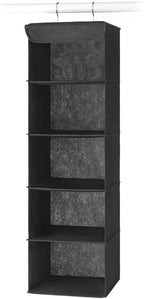 Whitmor 5 Section Closet Organizer - Hanging Shelves with Sturdy Metal Frame, Black (Pack of 6)