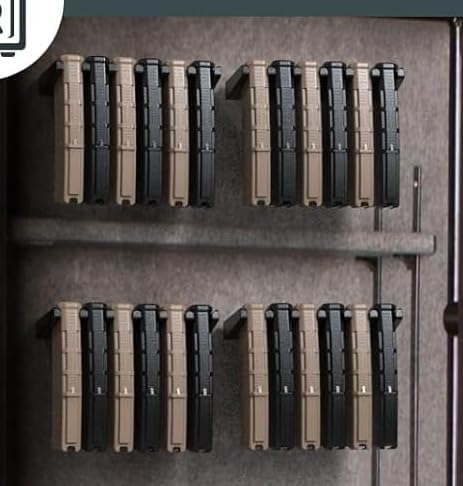 AR10 Wall Mount Mag Holder，PMAG Rack Wall Mount，AR-10 Magazine Hodler， Display Mag Storage for AR 308 Rifle Wall Rack,Home Magazine Storage for Gun Safe,Cabinet,Wall (2 Mounts Hold 12 Mags)