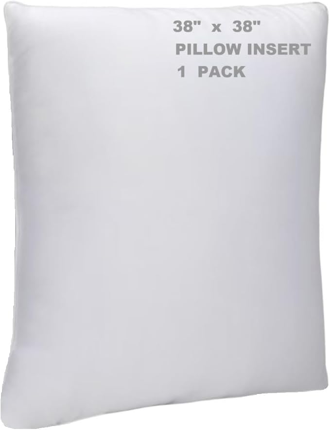 WINGLAM Throw Pillow Inserts 1-Pack, 38x38 Inches Square Decorative Pillow Stuffers, Hypoallergenic Ultra Soft Lightweight Down Alternative Polyester, White Sham Stuffer Pillows（1）