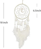 White Dream Catchers Handmade Feather Native Circular Net for Boys Girls Bedroom Wall Hanging Nursery Bedroom Decoration Blessing Gift