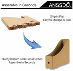 ANSSDO 24 Pack Brown Cardboard Magazine Holder Bulk Kraft Magazine File Holder Magazine Organizer, Magazine Storage Box, Large Volume Magazine File Organizer as Book Bins or Folder Holder for Desk