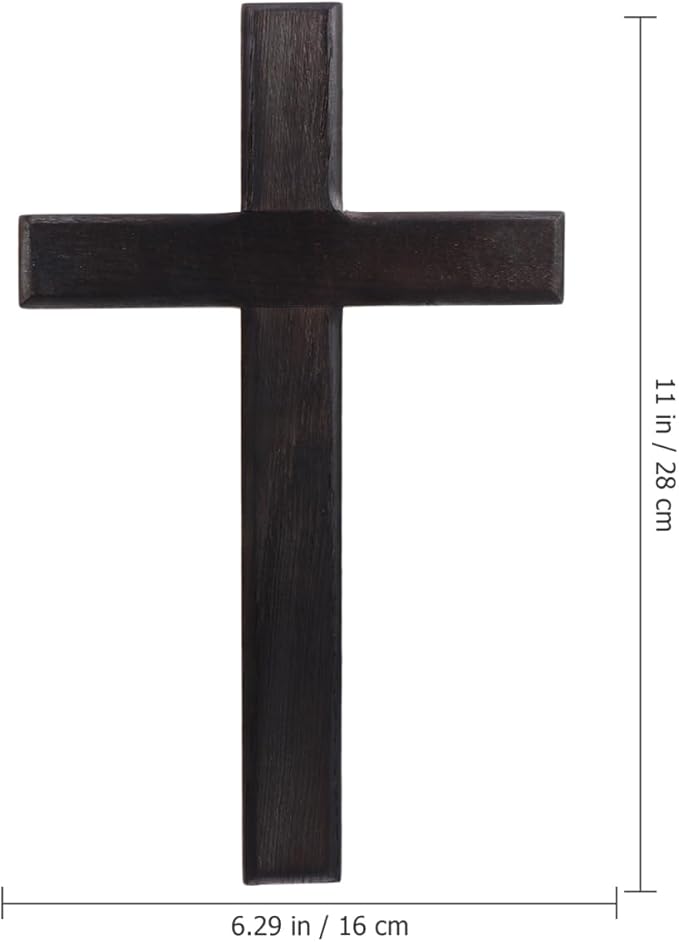 BESPORTBLE Cross for Wall Decor: 11 Inch Large Wooden Crosses Hanging Art for Home Bedroom Prayer Room Rustic Christian Catholic Metal Iron Crucifix Wood Black Craft
