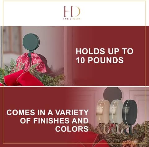 Haute Decor Attract Magnetic Wreath Hanger (Green) - Set of 2 Magnets - for 2 Metal Doors/Surfaces or 1 Single-Pane Glass Door or Window - Holds up to 10lbs.