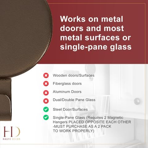 Haute Decor Attract Magnetic Wreath Hanger - 2 Pack (Matte Brown)