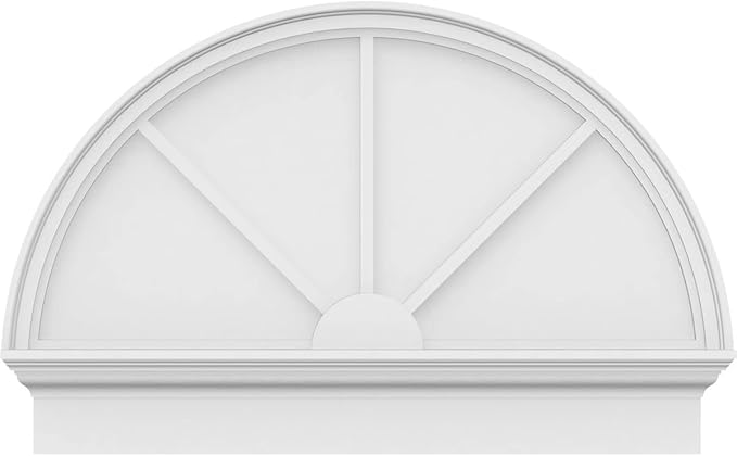 38"W x 25-3/4"H x 2-3/4"P Half Round 3 Spoke Architectural Grade PVC Combination Pediment