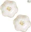 JAMEND CLXP 2PCS White Lotus Leaf Shape Ring Holder Dish, Small Key Bowl, Ceramic Trinket Tray Jewelry Dish Organizing Necklace Earrings for Mom Friend Sister, All Jewelries Are NOT Included, White.