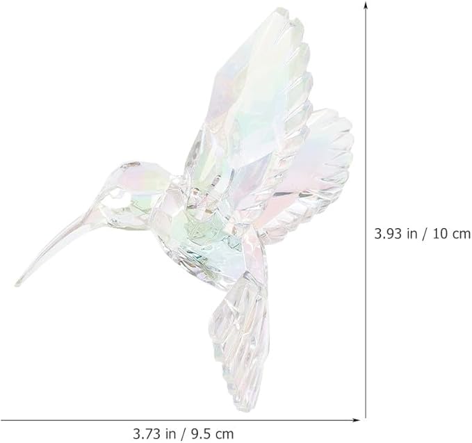 Milisten Iridescent Hummingbird Ornament Set of 3 Acrylic Hanging Pendants 3.93X3.74X2.75 Inch Decorative Bird Home Garden Wall Ceiling Decor