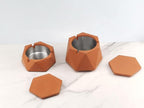 FREELOVE Concrete Ashtray with Lid & Stainless Steel Ashtrays for Cigarettes, Cement Ash Tray Smoking Holder Indoor Smokeless Outdoor Windproof Patio Home Office Cool Decor(Brick Red, Small)