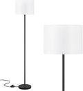 Modern Floor Lamp Simple Design with White Shade, Foot Pedal Switch, 60" Small Tall Lamps for Living Room Bedroom Office Dining Room Kitchen, Black Pole Lamp(Without Bulb)