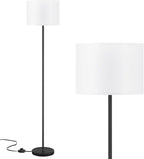 Modern Floor Lamp Simple Design with White Shade, Foot Pedal Switch, 60" Small Tall Lamps for Living Room Bedroom Office Dining Room Kitchen, Black Pole Lamp(Without Bulb)