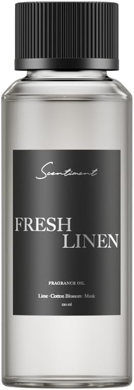 Scentiment Diffuser Oil - Fresh Linen | Aromatherapy Home Fragrance | Luxurious Scent with Notes of Lime, Cotton Blossom, Musk (120ml)