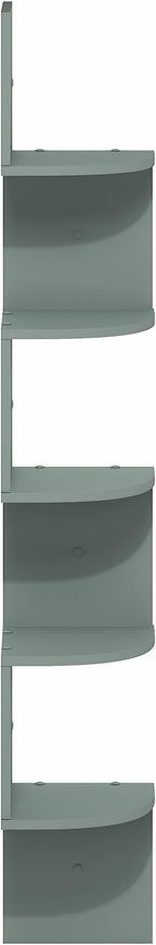 Furinno Rossi Floating Book Shelves for Wall, 5-Tier Zigzag Corner Shelf Wall Mounted, Radial Corner Floating Shelf, for Living Room, Bedroom, Bathroom, Home Office, Sage Green