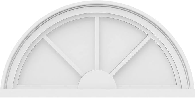 24"W x 12"H x 2"P Half Round 3 Spoke Architectural Grade PVC Pediment