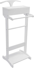 Valet Stand, Wood Suit Rack Suit Stand for Man and Women with Drawer Mens Valet Stand for Entryway Office Living Room (White)