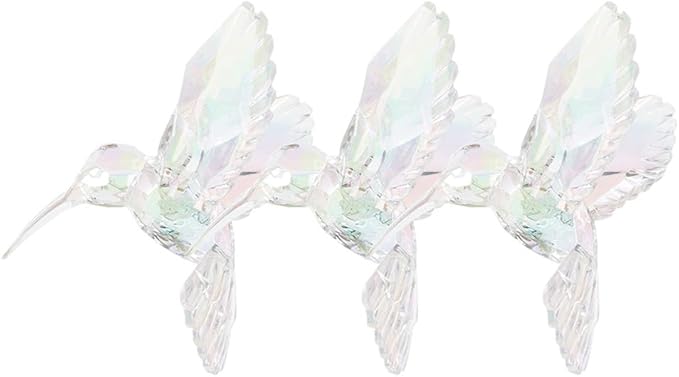Milisten Iridescent Hummingbird Ornament Set of 3 Acrylic Hanging Pendants 3.93X3.74X2.75 Inch Decorative Bird Home Garden Wall Ceiling Decor