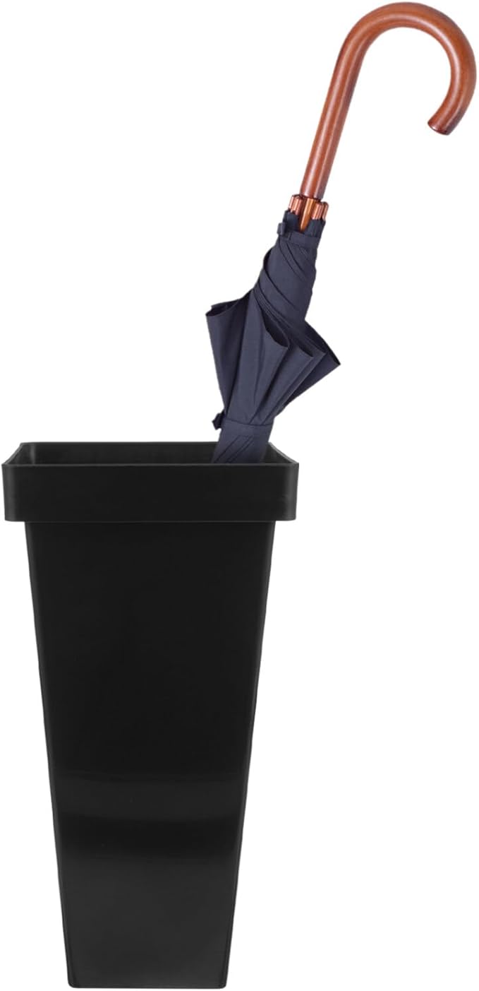 KALLORY Umbrella Stand Holder, Plastic Umbrella Bucket Freestanding Umbrella Rack Barrel Canes Walking Sticks Golf Clubs Organizer Floor Vase for Entryway Porch Indoor Black