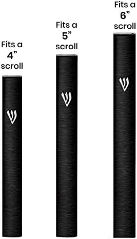 A&S Mezuzot Aluminum Mezuzah Case with 3D Painted Shin Design Easy Peel and Stick Judaica Door Mezuzah for Parchment Scroll (Black, 6 Inches)