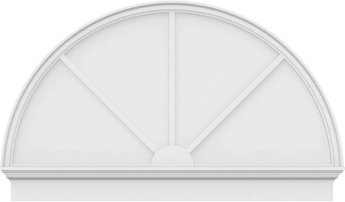 56"W x 34-3/4"H x 2-3/4"P Half Round 3 Spoke Architectural Grade PVC Combination Pediment