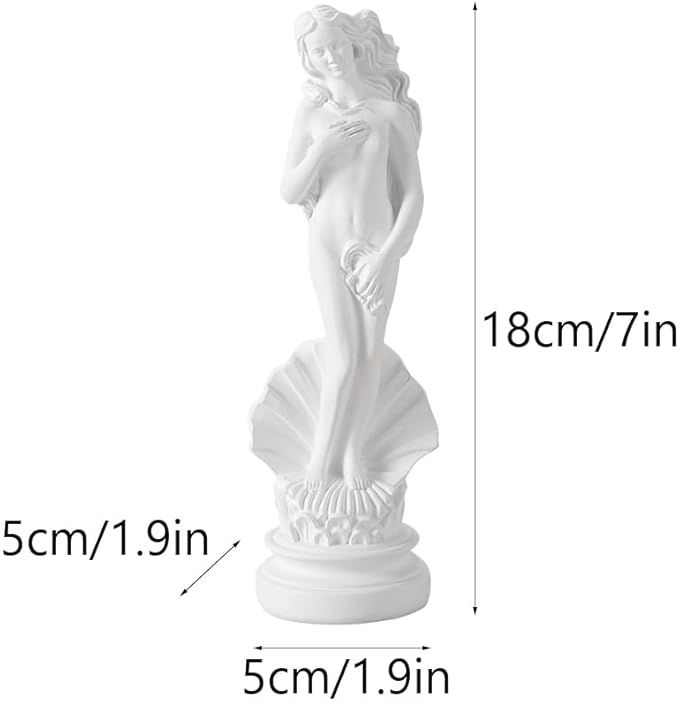 White Venus Statue for Home Decor, 7.6 Inch Aphrodite Sculpture “Birth of Venus”, Handmade Resin Greek Roman Goddess Figurine, Office Desk Art & Gift Idea