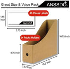 ANSSDO 24 Pack Brown Cardboard Magazine Holder Bulk Kraft Magazine File Holder Magazine Organizer, Magazine Storage Box, Large Volume Magazine File Organizer as Book Bins or Folder Holder for Desk
