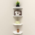 WELLAND 7-Inch Floating Corner Shelves Set of 2, Wall Mounted Storage Shelf with White Finish for Bedroom, Living Room, Bathroom, Display Shelf for Small Plant, Photo Frame, Toys and More