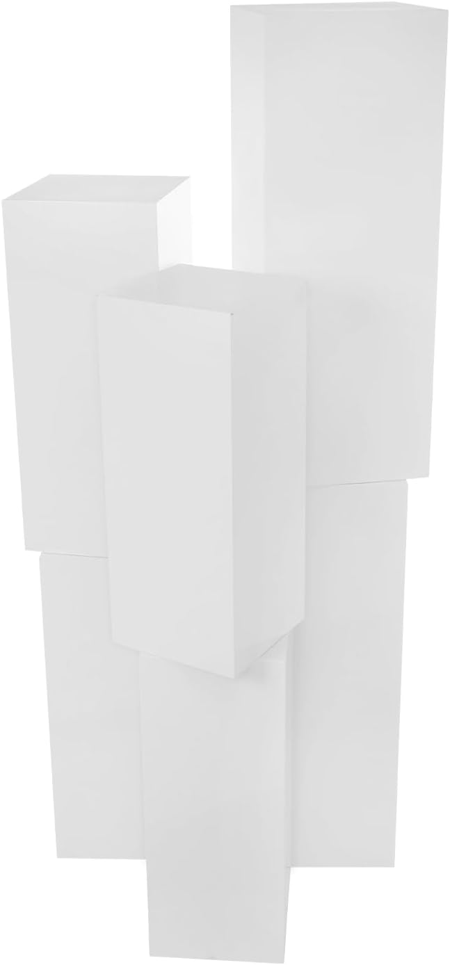 6Pcs Square Display Pedestal Stands Set for Party, Metal Display Stand Plinth Pillars, Cake Stands Pillars for Wedding Birthday Art Decor Risers, 11.8*31.5" (L), 11.02*25.6" (M), 10.24*23.6" (S)