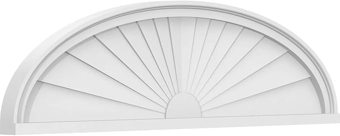 44" W x 12" H x 2" P Elliptical Sunburst Architectural Grade PVC Pediment