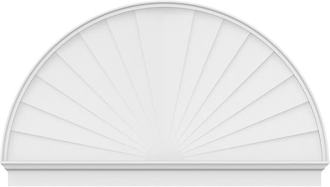 74"W x 43-3/4"H x 2-3/4"P Half Round Sunburst Architectural Grade PVC Combination Pediment