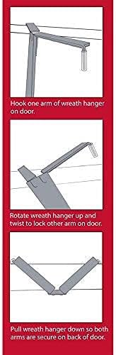 Haute Decor Adapt Adjustable Wreath Hanger, Top & Length Adjustable Version (Brushed Nickel), Strong Over The Door Hook - Fits Most Door Styles and Sizes