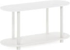 Furinno Turn-N-Tube Display Shelf, 4-Tier Oval Book Shelf, Storage Shelves with Soft Edges and Open Shelves, Toolless Assembly, for Organization and Storage, Living Room, Home Office, White